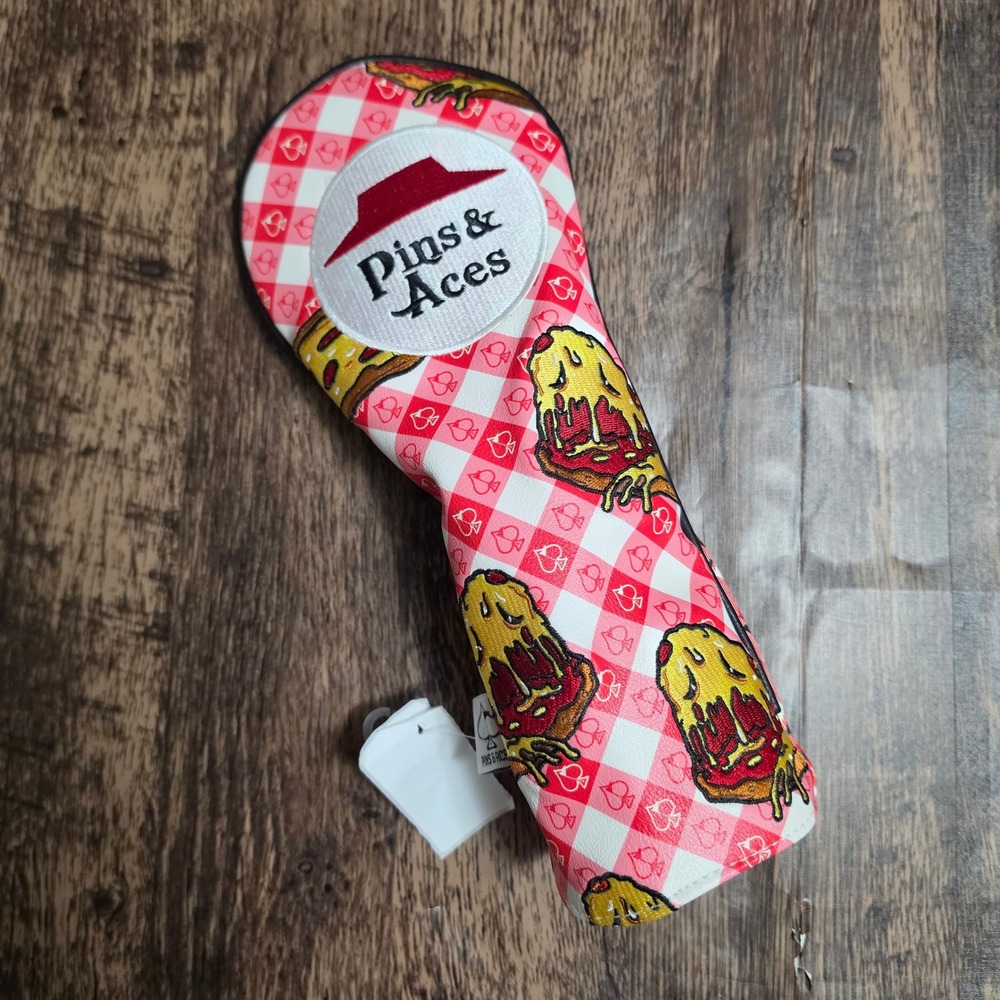 PINS & ACES Fairway Wood Cover Unisex OS Red White Birdie Hut Pizza Gingham NEW